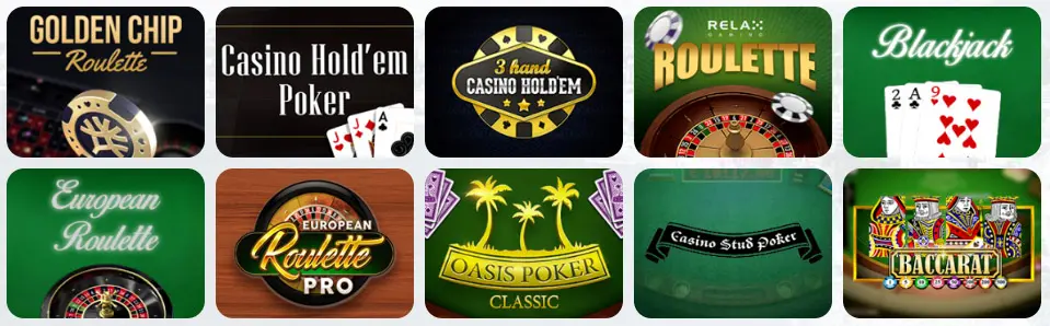 Jeux de table au SPINOGAMBINO CASINO