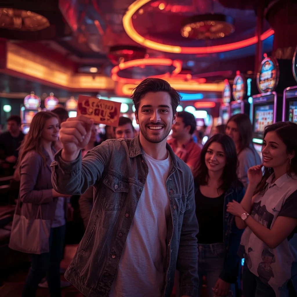 une personne tenant un bonus Spinogambino Casino